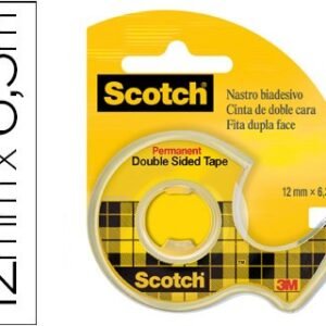 CINTA ADHESIVA SCOTCH 136-D DOS CARAS 6,3 MT X 12 MM EN PORTARROLLO - Imagen 1